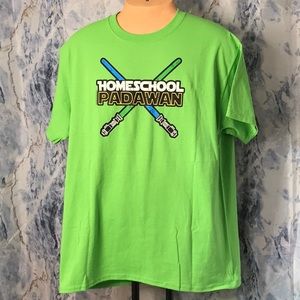 NWOT Homeschool Padawan T-Shirt unisex men women Size XL neon green
